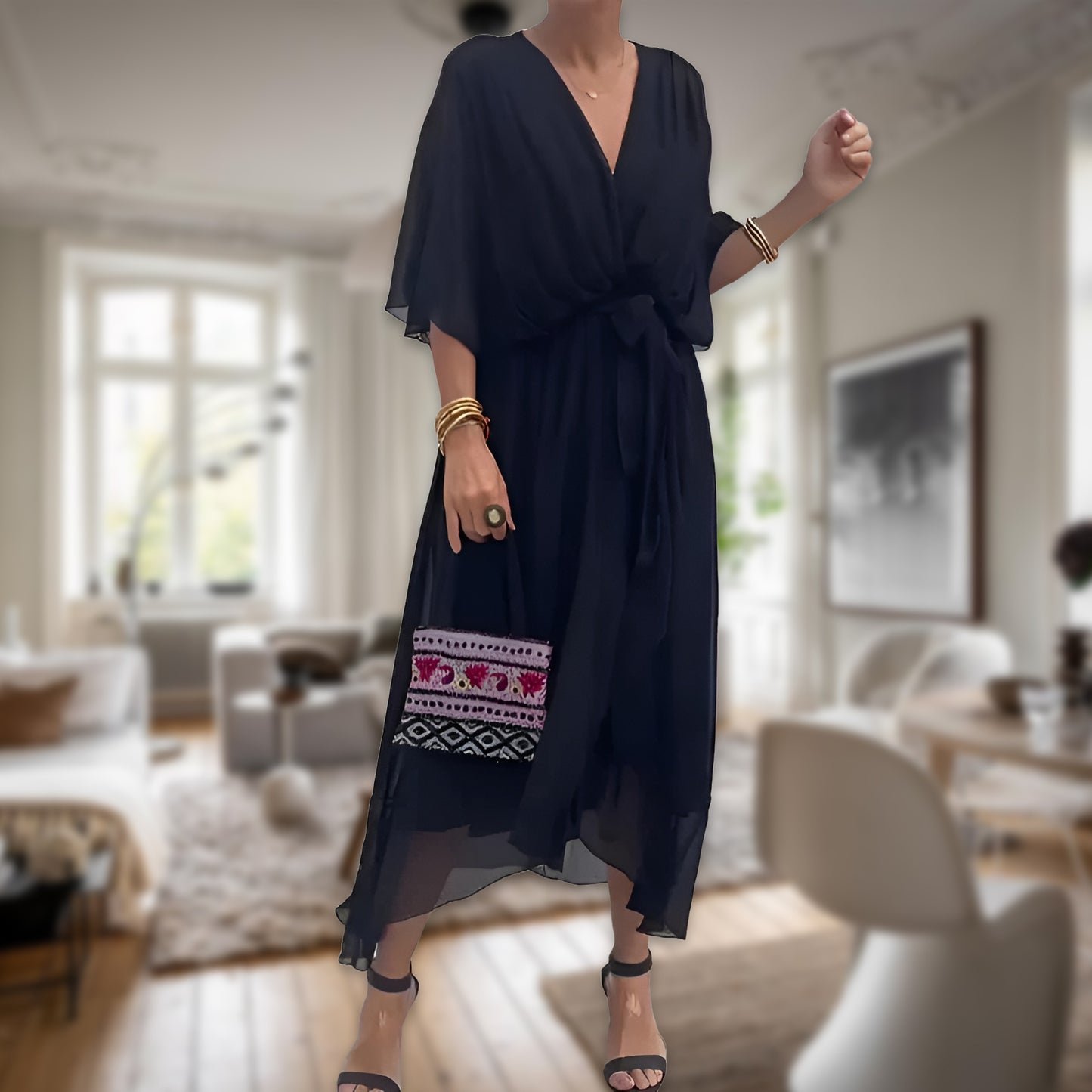 Anki™ | Tidlös Omlottklänning i Midi-längd