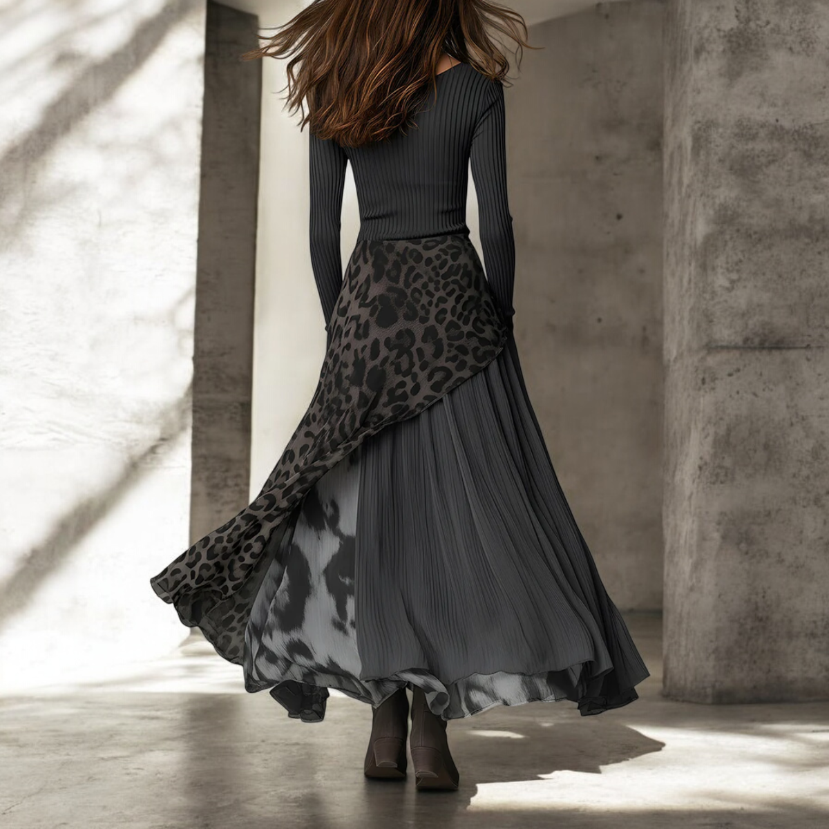 Lilian™ | Lång Leopardklänning